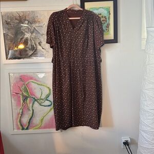 Early 50’s Silk Dotted Dress 28” Just, 26” Waist